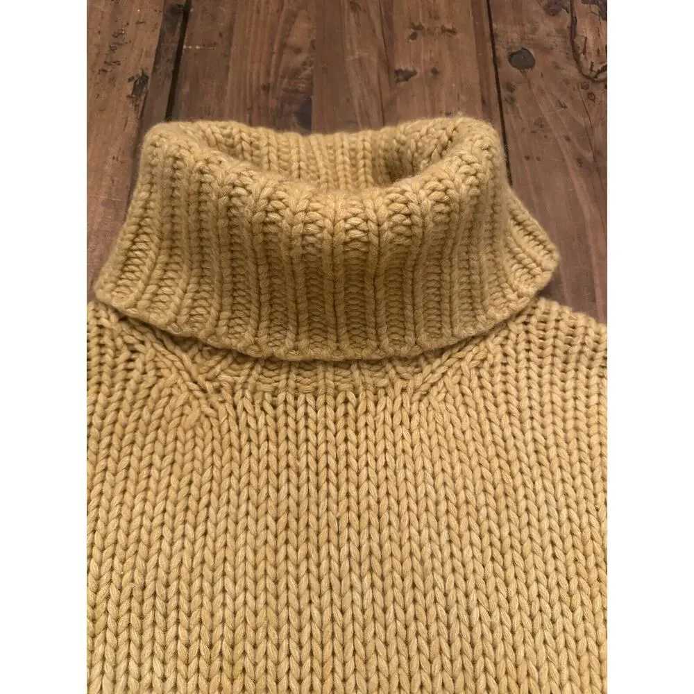 J Crew Women’s Chunky Knit Turtleneck Sweater Yellow Size Medium Oversized